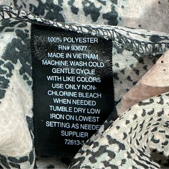 Worthington Women's Snake Print Blouse Ballon Sleeve Black Pink Blush Top XS - Picture 6 of 16